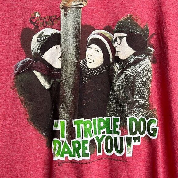 A Christmas Story Men’s XL Red T shirt with “ I triple dog dare you” - Picture 2 of 4